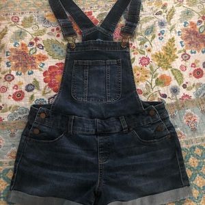 Denim overall shorts